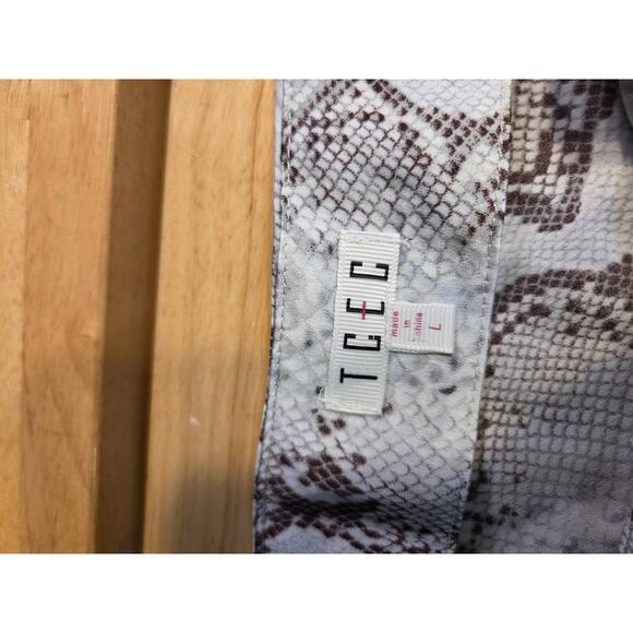 TCEC Snake Print Satin Hi-Lo Bias Cut Skirt Y2k 2000's Large Side Zip Button - Picture 7 of 12